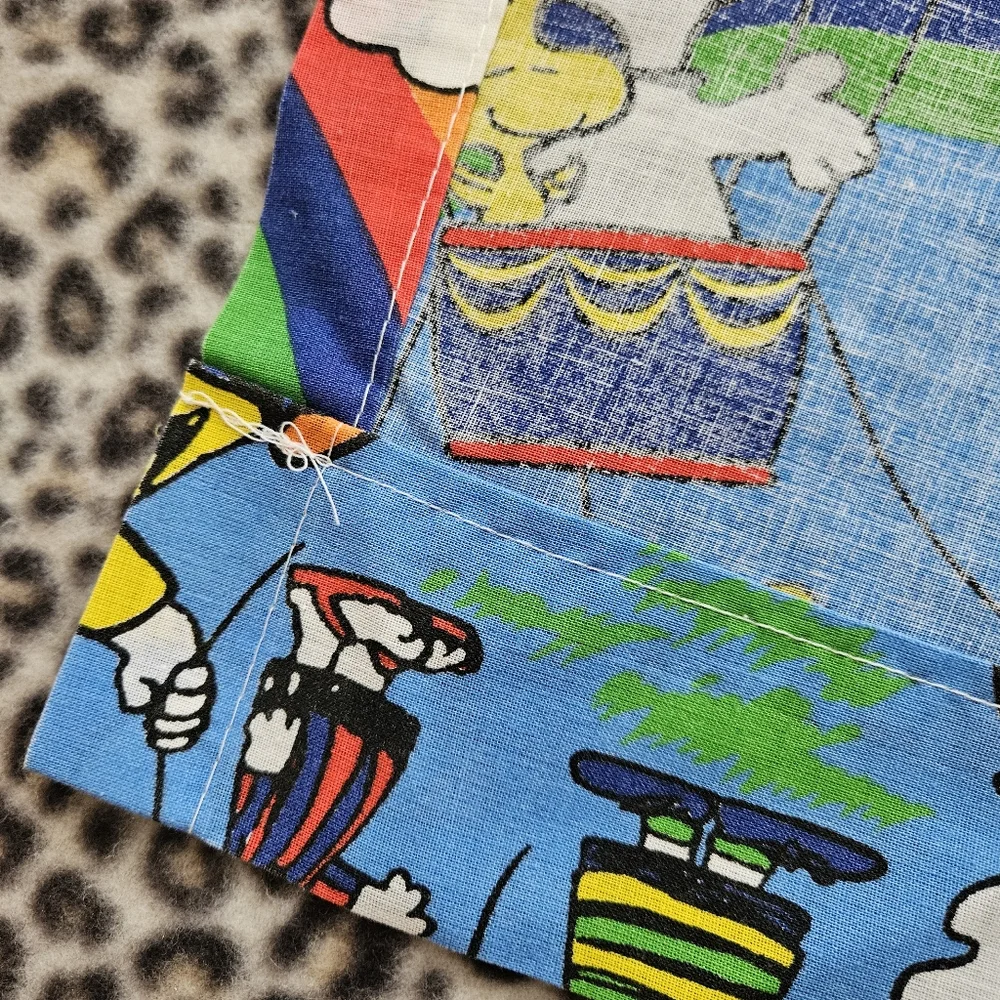 Vintage Colorful Curtains Snoopy Rainbow Hot Air Balloon Window Valance, EUC